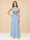Patterned Cutaway Silk Maxi Dress — model front 2
