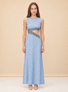 Patterned Cutaway Silk Maxi Dress — model front