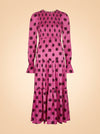 Petra Pink Retro Floral Shirred Dress ghost_front