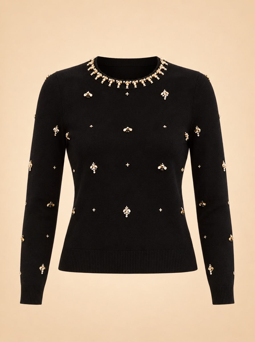 Phoebe Embellished Sweater ghost_front