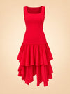 Red Loeffler Randall Ruffle Dress ghost_front