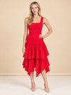 Red Loeffler Randall Ruffle Dress model_front