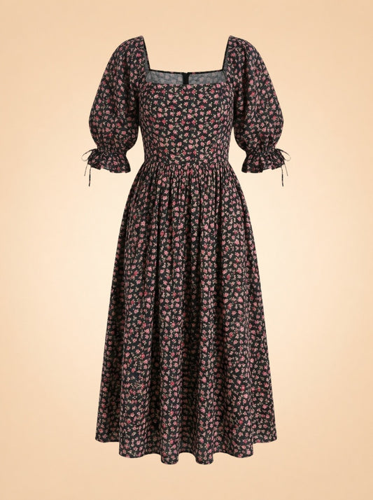 Pink & black floral dress ghost_front