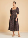 Pink & black floral dress model_front