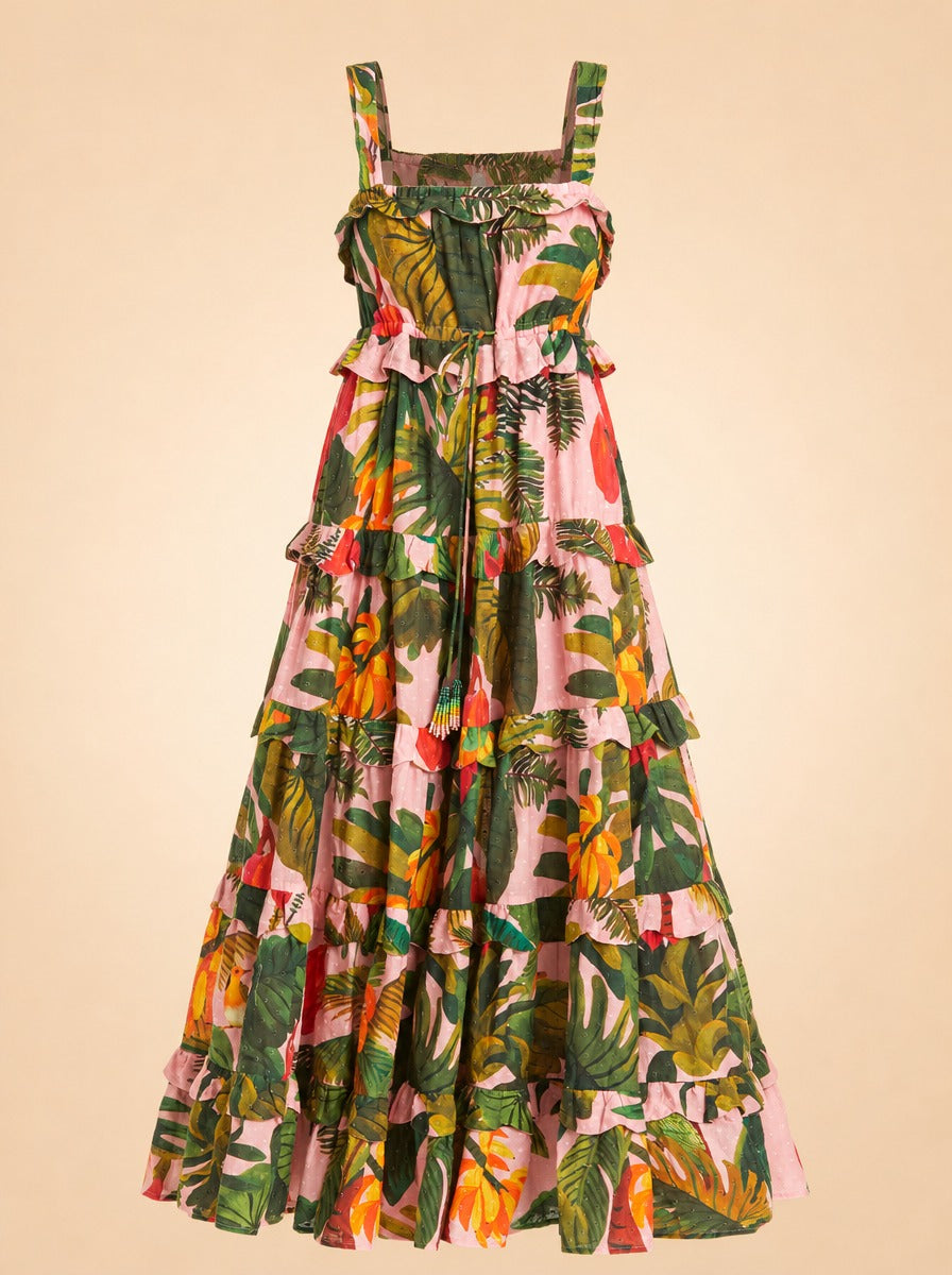 Tiered Maxi Dress - Pink Cocoa Forest ghost_front