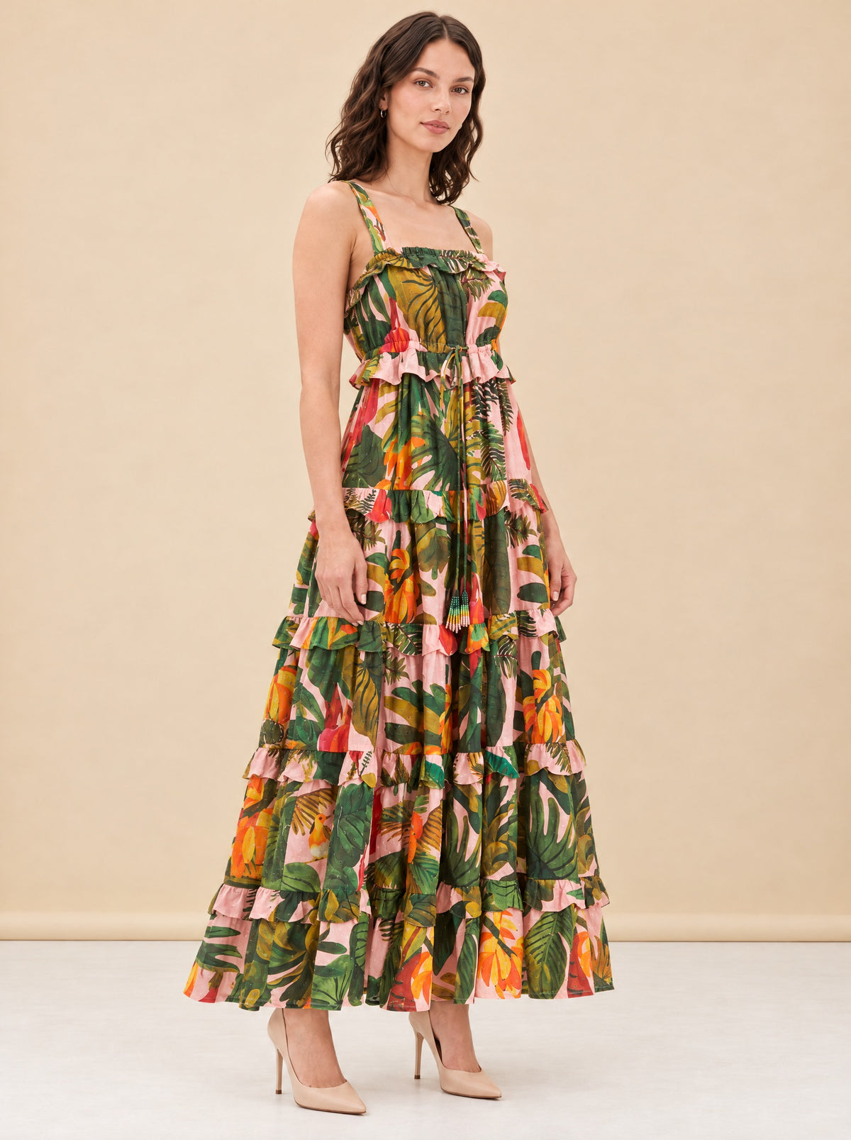 Tiered Maxi Dress - Pink Cocoa Forest model_front_2