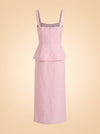 Fanm Mon Pink Embroidered Floral Linen Dress — back