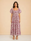 Pink floral dress model_front