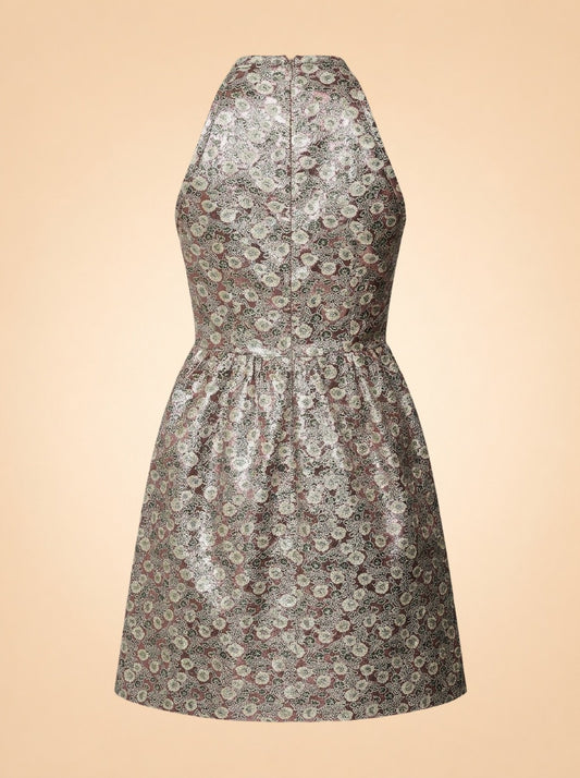 PINK FLORAL JACQUARD MINI DRESS ghost_back