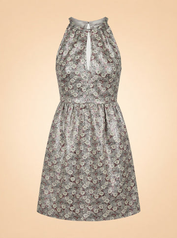 PINK FLORAL JACQUARD MINI DRESS ghost_front