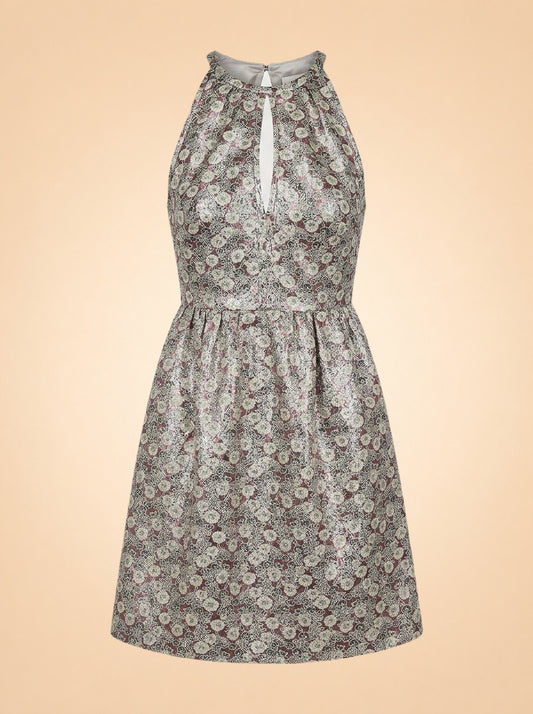 PINK FLORAL JACQUARD MINI DRESS ghost_front