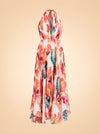 Clare Pleated Halter Maxi Dress — ghost front
