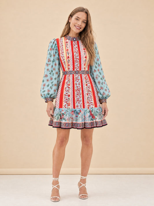 Poplin pintucked mini dress model_front