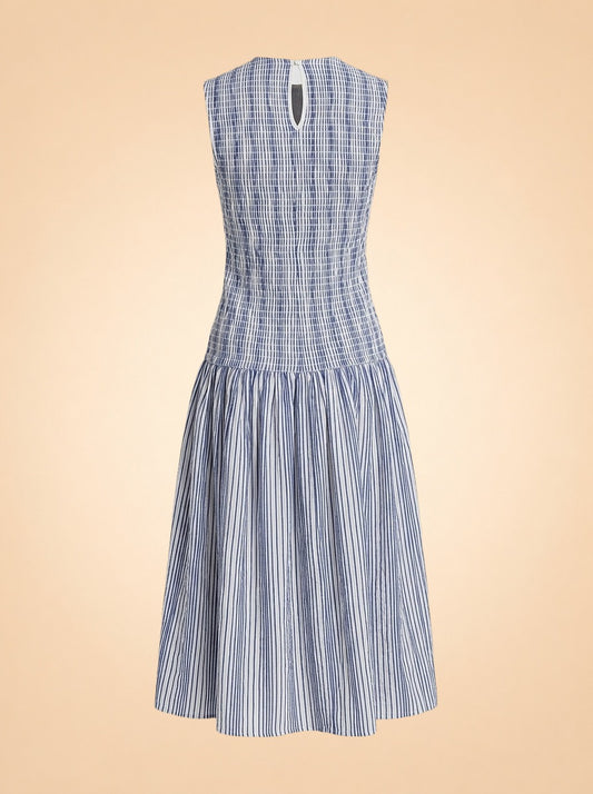 Porter Smocked Drop Waist Midi-Dress by Marie Oliver — back detail