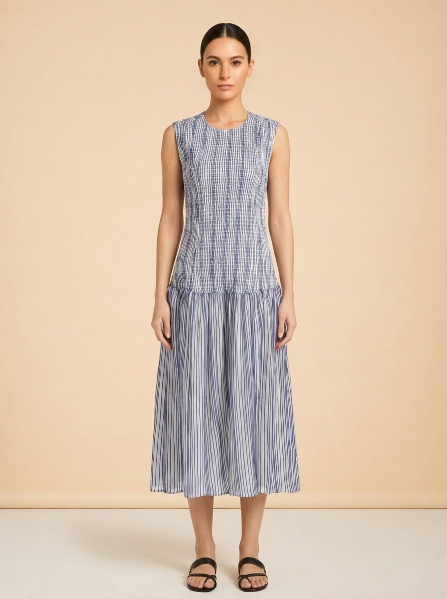 Porter Smocked Drop Waist Midi-Dress by Marie Oliver — front