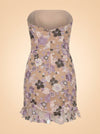 Posy Mini Dress Strapless Purple Morning Bloom ghost_back