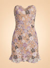 Posy Mini Dress Strapless Purple Morning Bloom ghost_front