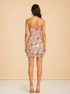 Posy Mini Dress Strapless Purple Morning Bloom model_back