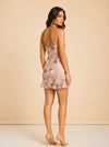Posy Mini Dress Strapless Purple Morning Bloom model_over_shoulder