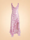 Raya Long Floral Silk Sleeveless Ruffle Dress ghost_front