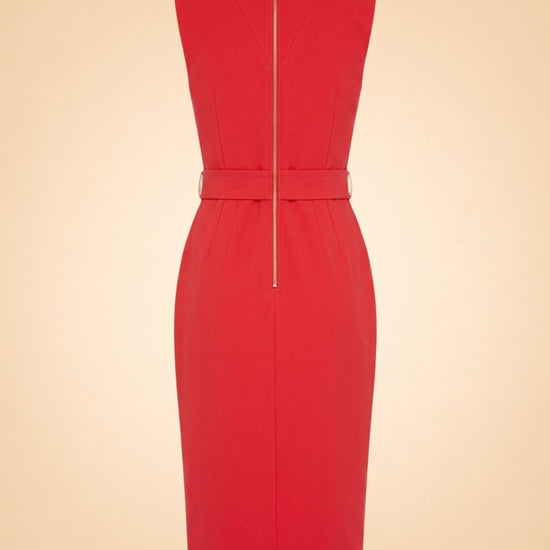 Red V-Neck Midi
