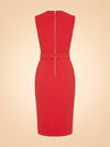 Red V-Neck Midi