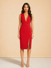 Red V-Neck Midi