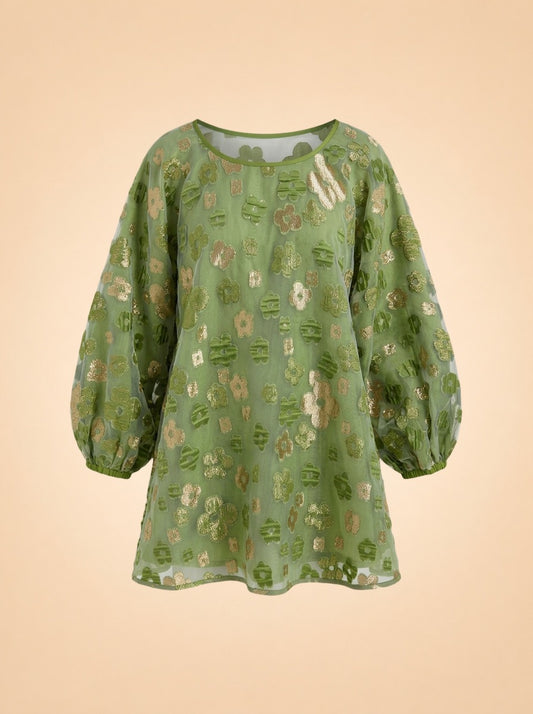 Retro Green Organza Good Luck Dress