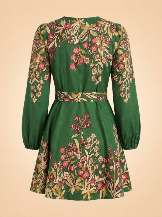 ROWENA DRESS UNICORN TAPESTRY FOREST by Banjanan — back detail