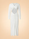 Ruched Disconnect Shirt Dress In White ghost_front