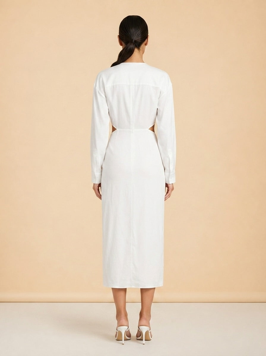 Ruched Disconnect Shirt Dress in White — Christopher Esber