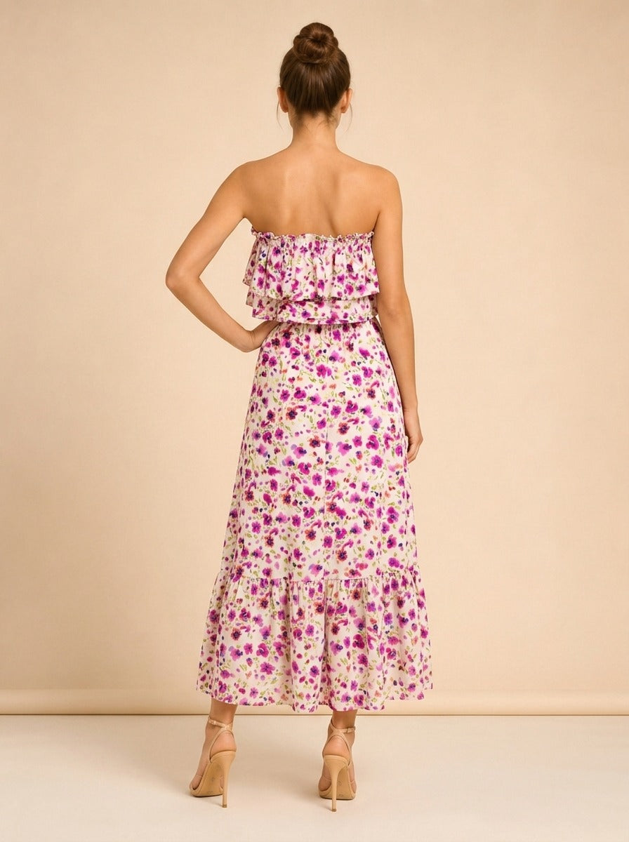 Sabella Strapless Floral Maxi Dress model_back