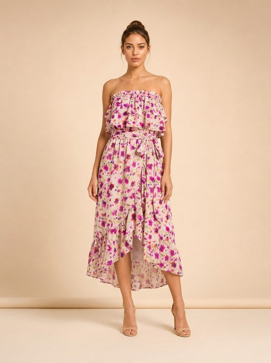 Sabella Strapless Floral Maxi Dress model_front