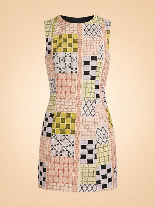 Sabrina Embroidered Shift Dress by Marie Oliver — front detail