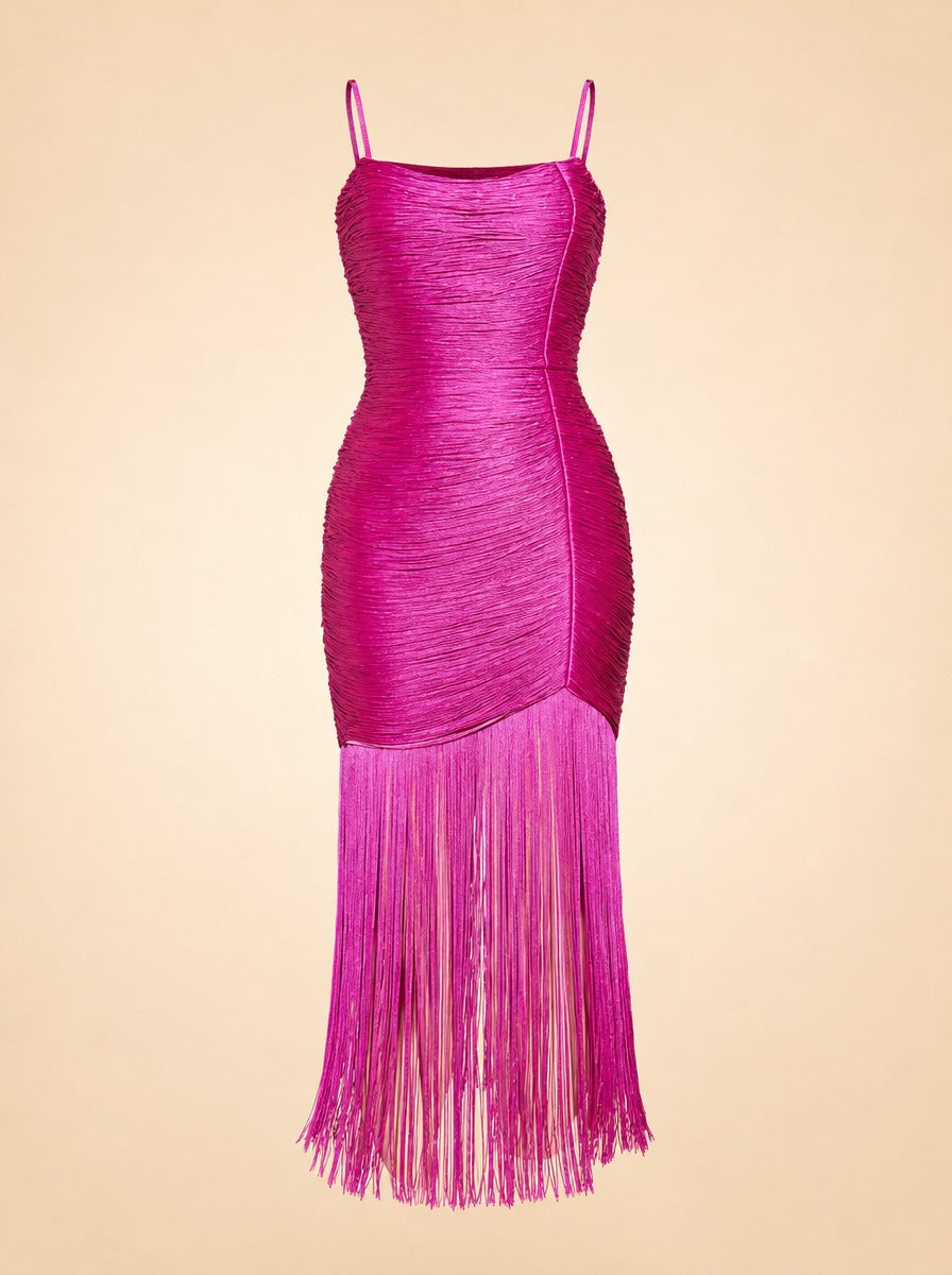 Sally Horizontal Fringe Midi Dress ghost_front