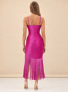 Sally Horizontal Fringe Midi Dress model_back