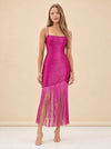 Sally Horizontal Fringe Midi Dress model_front