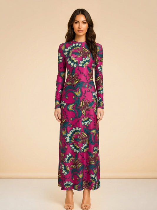 Eywasouls Malibu Sammy Dress in Orchid Botanica — on model, front