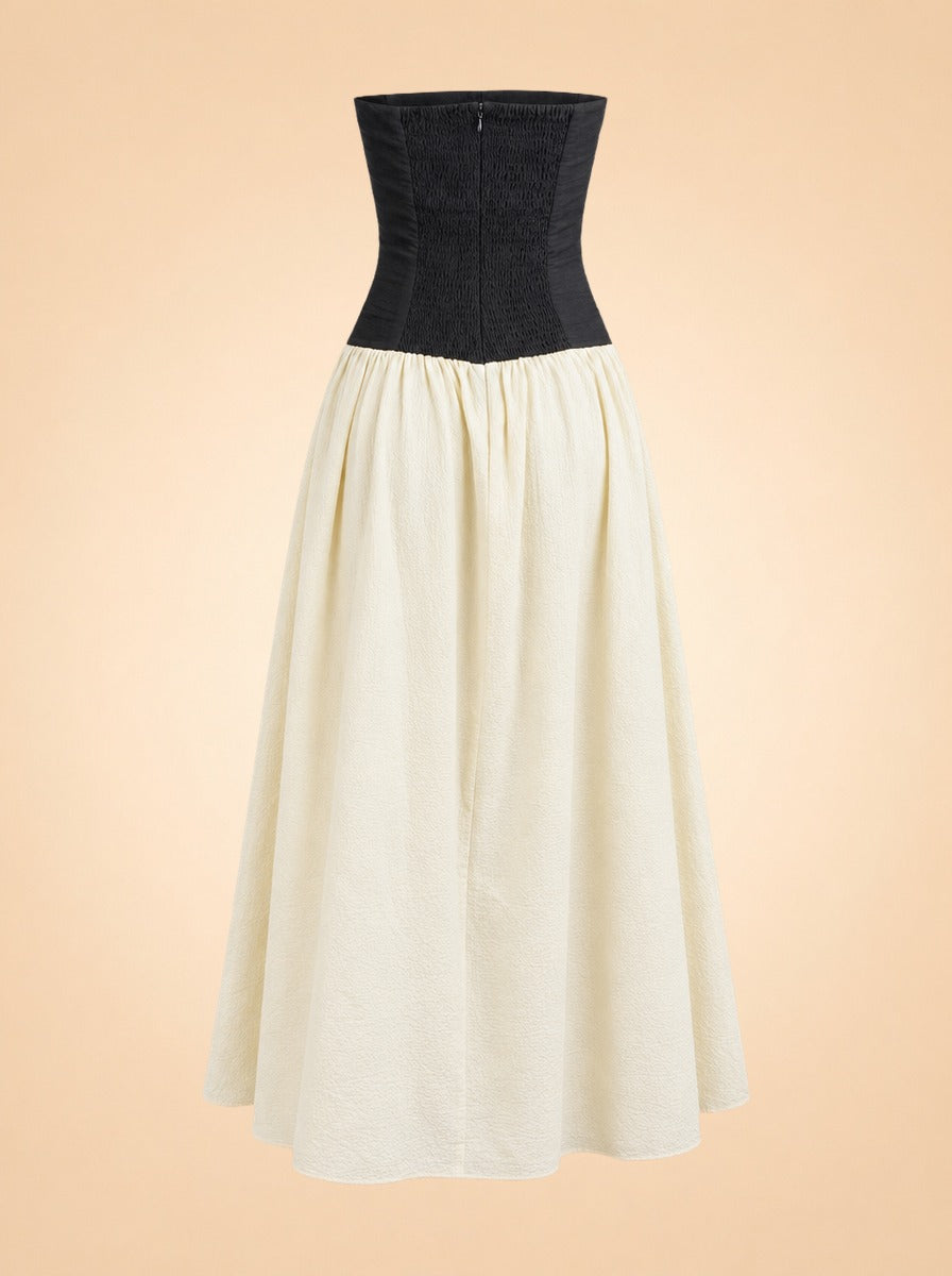 Sant Roc Strapless Cloqué Midi Dress — ghost back