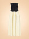 Sant Roc Strapless Cloqué Midi Dress — ghost front