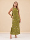 Elina Paillette Cowl-Back Maxi Dress — model front 3