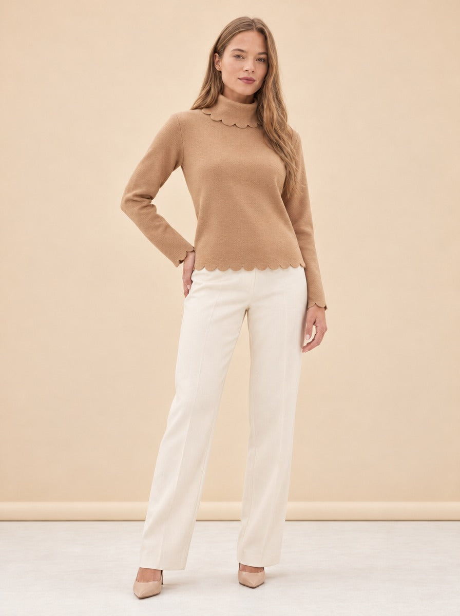 Scalloped Roll Neck Sweater model_front_3