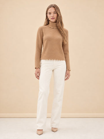 Scalloped Roll Neck Sweater model_front