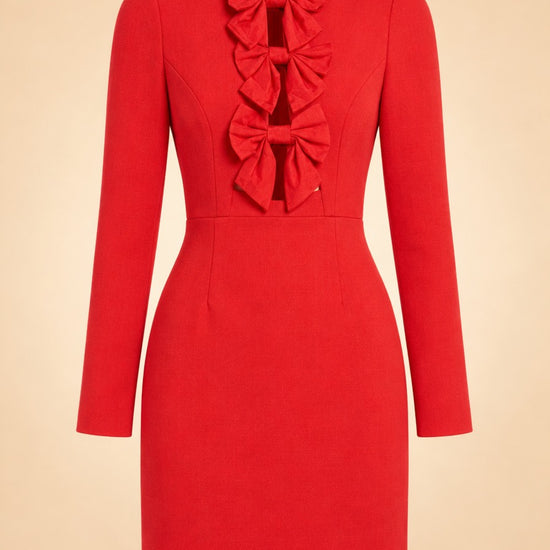 Rebecca Vallance Scarlett Red bow-detail minidress ghost_front