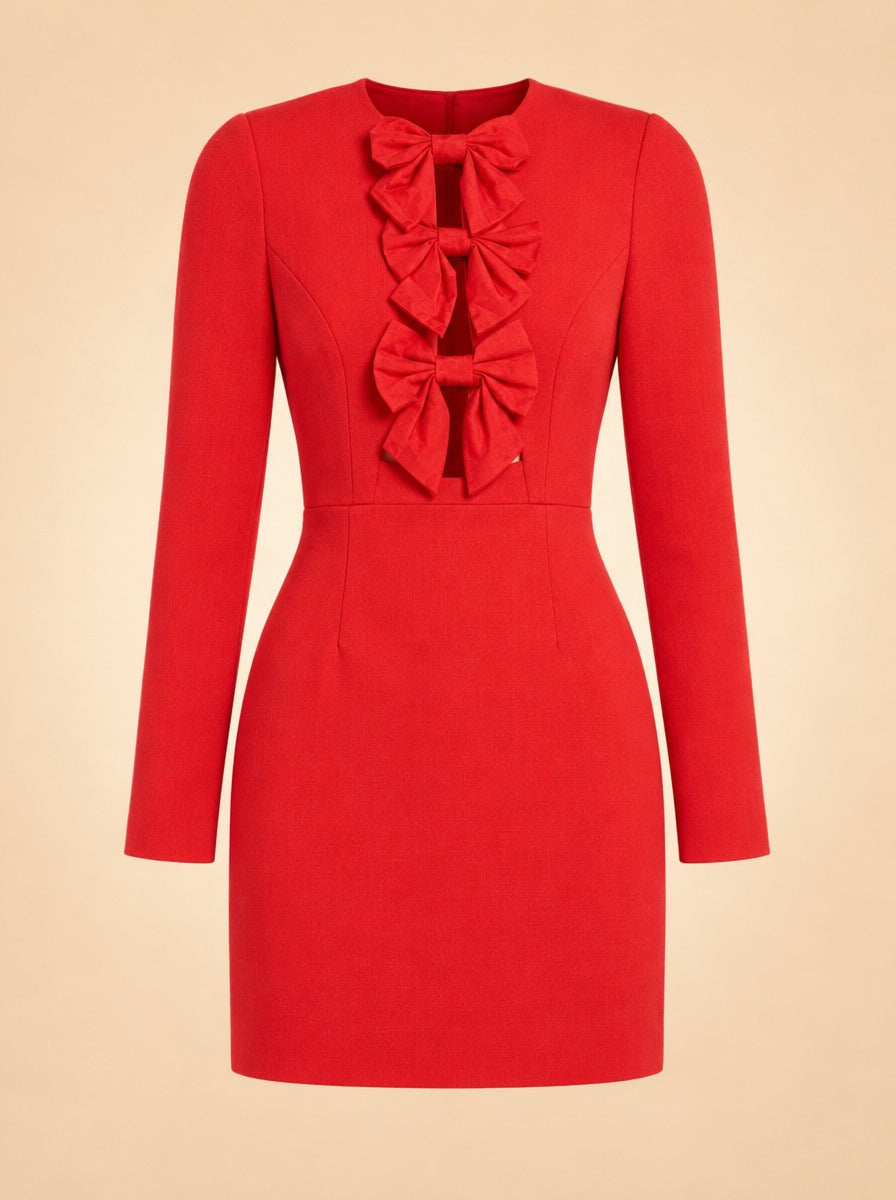 Rebecca Vallance Scarlett Red bow-detail minidress ghost_front