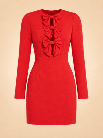 Rebecca Vallance Scarlett Red bow-detail minidress ghost_front