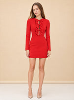 Rebecca Vallance Scarlett Red bow-detail minidress model_front