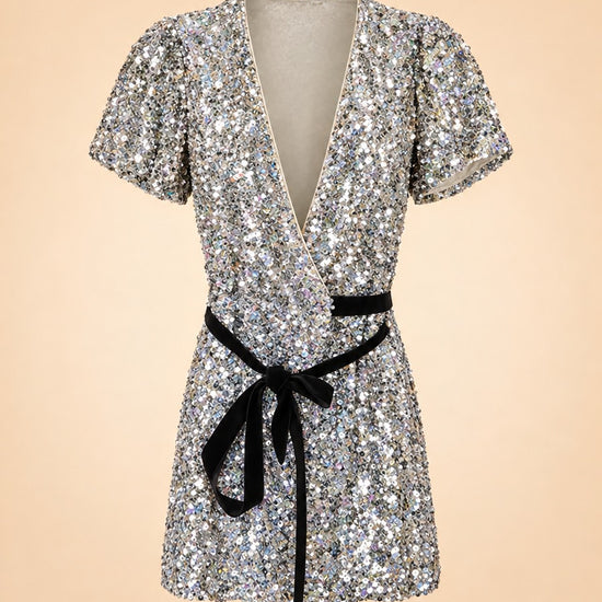 robe courte à sequins de la marque de créateur scandinave Rotate Birger Christensen ghost_front