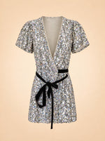 robe courte à sequins de la marque de créateur scandinave Rotate Birger Christensen ghost_front