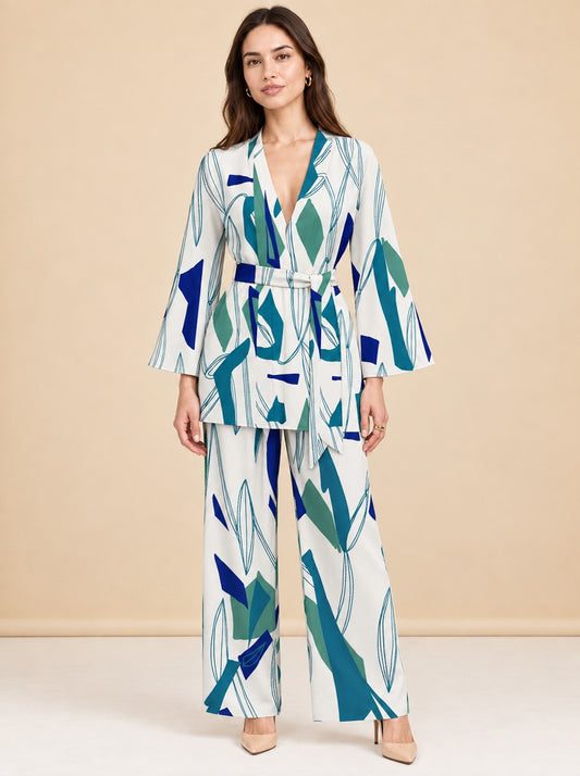 Leer Pants & Mini Kimono Set - Costa Blu